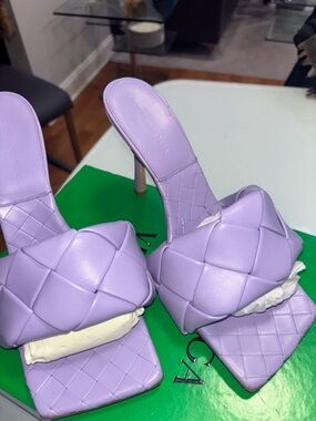 Bottega Veneta Lavender Quilted High-Heel Mules